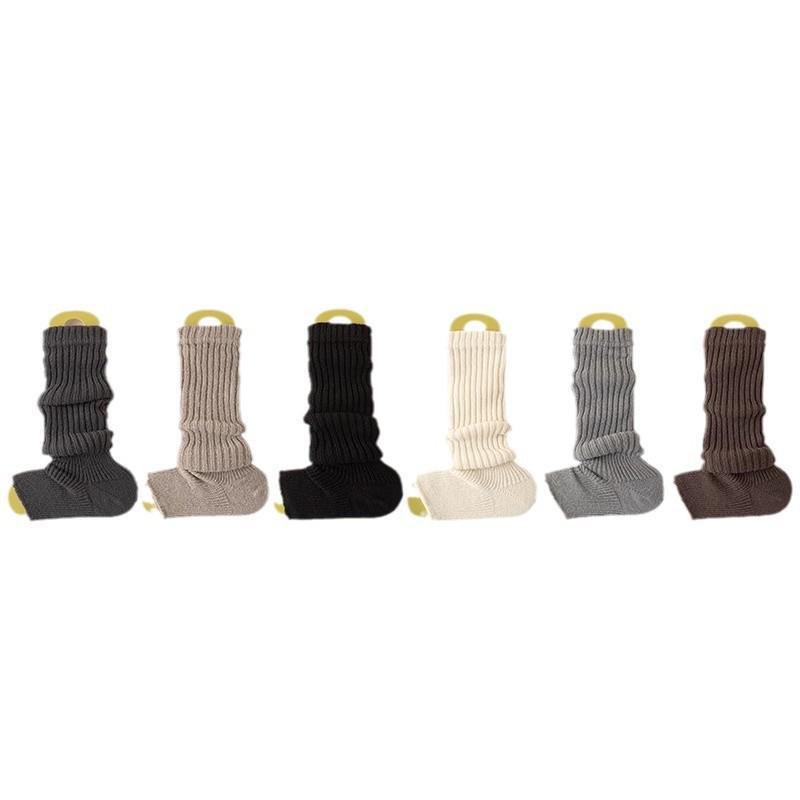 Women's Autumn & Winter Knitted White Mid-Tube Socks with Snow Boot Pile and Y2K Leg Warmers