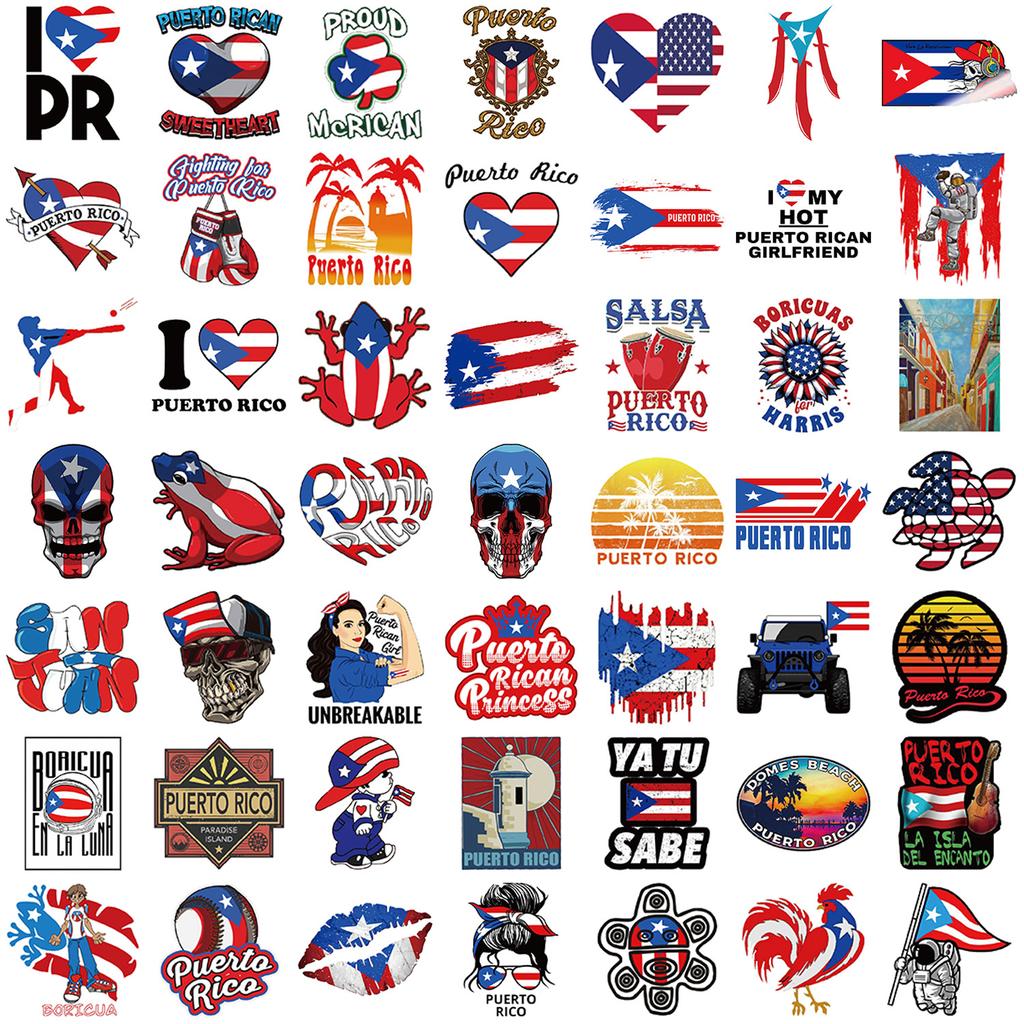 50 Cartoon Puerto Rico Graffiti Stickers Decorative Guitar Notebook Suitcase DIY Waterproof