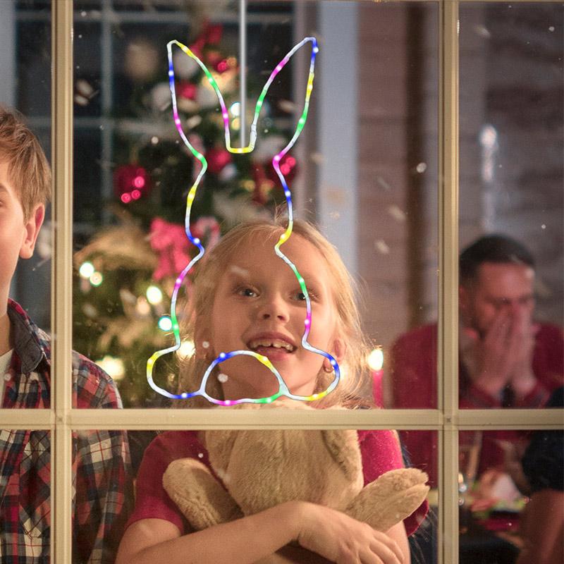New Easter Bunny Shaped Led Window Decoration Light Party Home Decoration Children'S Parent-Child Toys Neon Wall Decoration