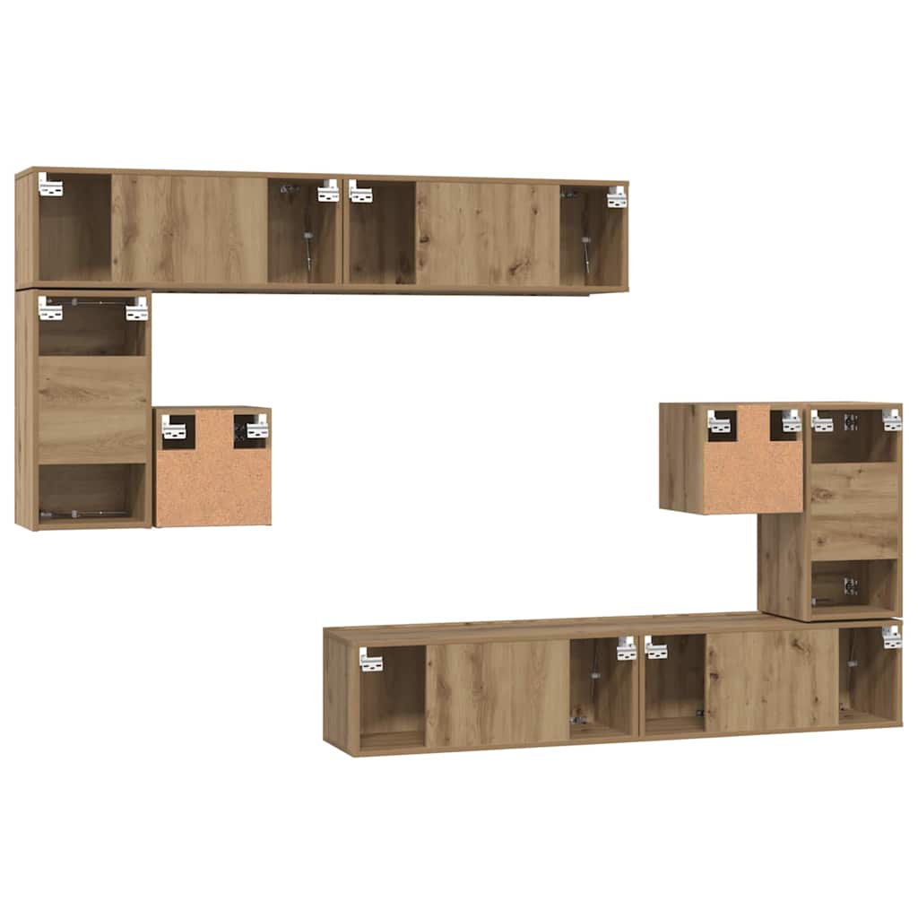 Wall Mounted TV Units 4 Pcs Artisan Oak Wood Based Material
