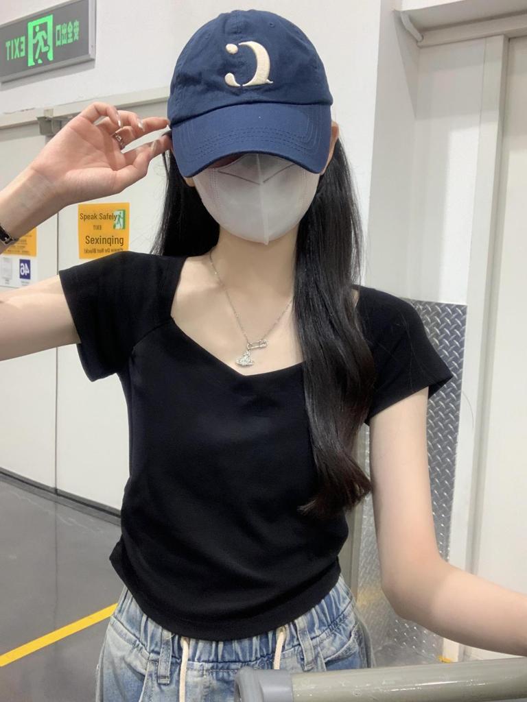 Women's Slim Short-Sleeve T-Shirt: 2024 New Elegant Summer Casual Top