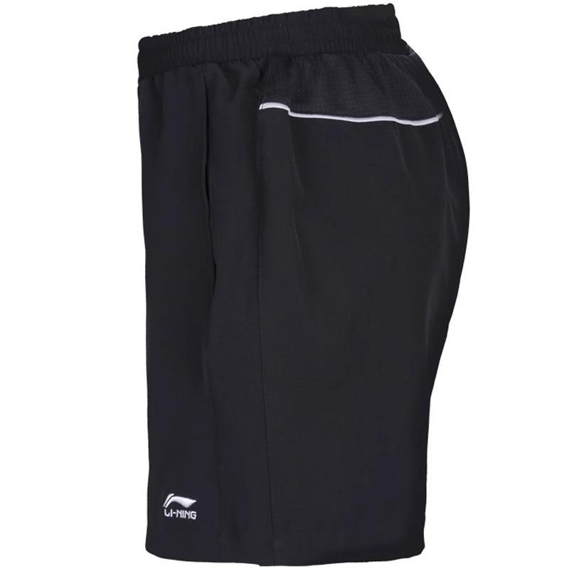 Li Ning Badminton Series Quick-Dry Breathable Straight-Leg Running Solid Color Casual Shorts Men shorts Black AAPJ121-1