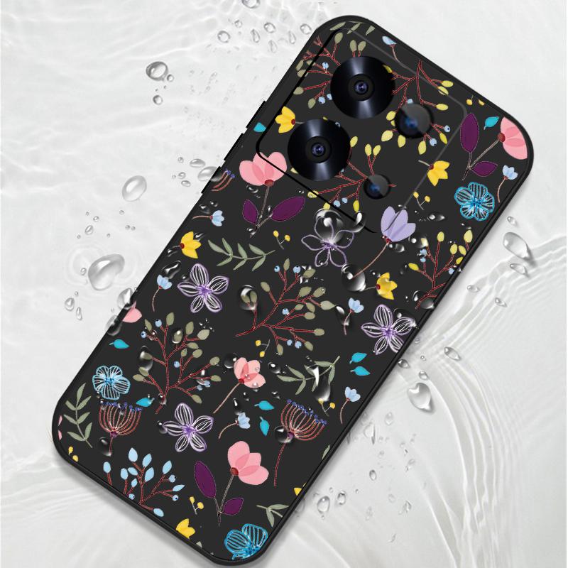 Small Flowers Print Lanyard Case For Xiaomi Poco X6 X5 F6 14T 13T Pro Redmi Note 13 14 4G 12 13 14 Pro Plus 5G TPU Phone Cover