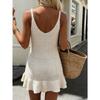 Summer French Style Spaghetti Strap Ruffled Trim Bodycon Knit Mini Dress, Y2K Sexy Casual Party Dress for Women