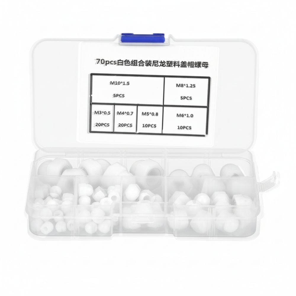 70pcs Kit Nylon Acorn Nut Black Metric Size Cap Nuts Dome Head Inner Threaded Dome Nuts Protection Applications