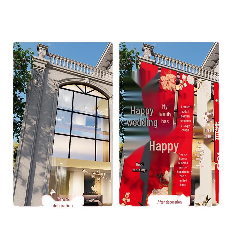 Double Happiness Banner: Wedding & Honeymoon Decor for Home and Courtyard