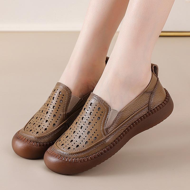 Fashion GKTINOO Women's Flats Handmade Shoes 2025 Spring Autumn Genuine Leather Ladies Shoe Flat Shoes Women Hollow Retro Shoe