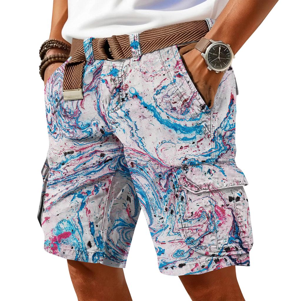 Men's Casual Trendy Colorful Printed Shorts - Men's Multi-pocket Workwear Sports Shorts