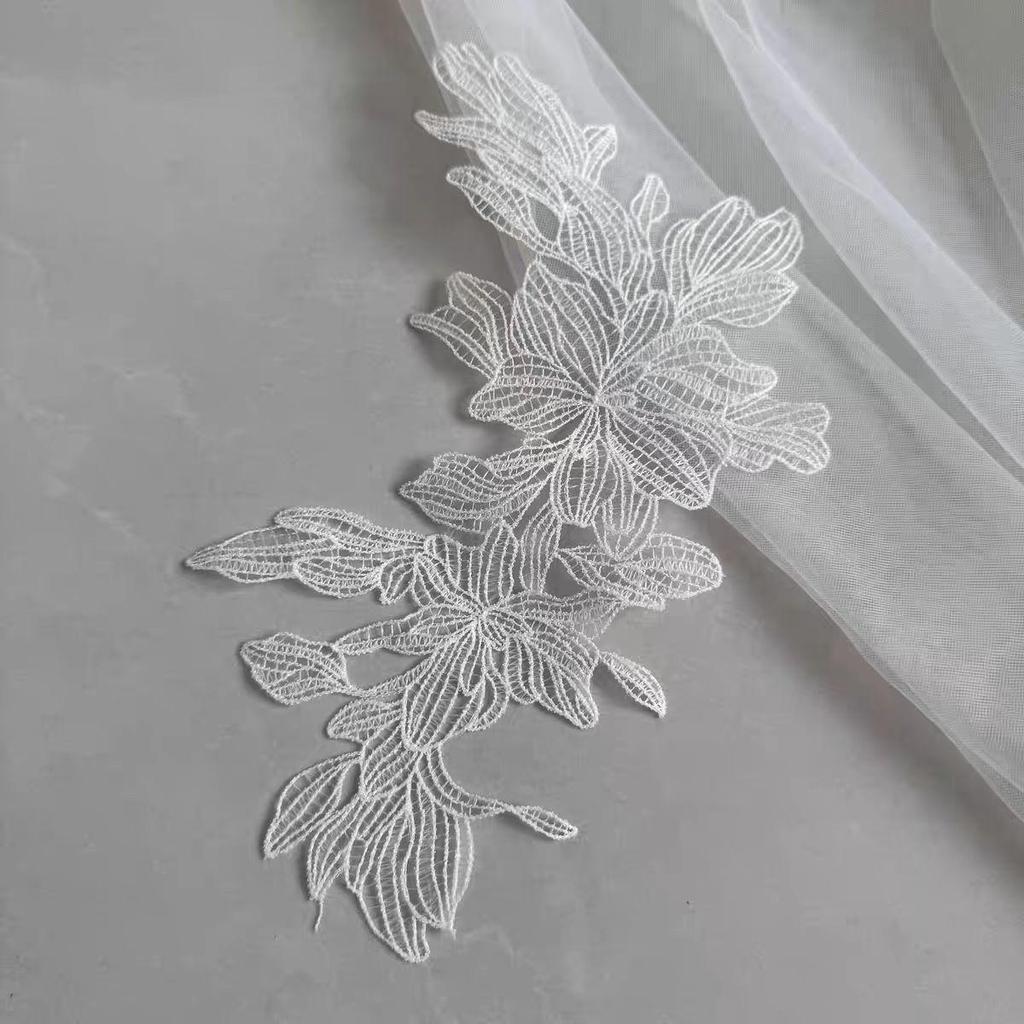 1Pc Black White Lace Flower Patch DIY Hand Work Bride Headdress Decoration Accessory