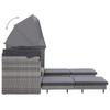 Extendable 3 Seater Sofa Bed with Canopy Poly Rattan Grey