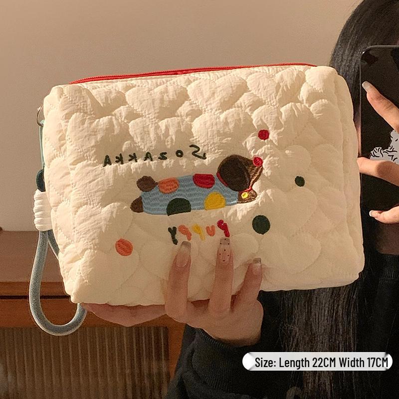 Puppy-Themed Portable Makeup & Skincare Bag – Large Capacity Travel Wash Bag for Women