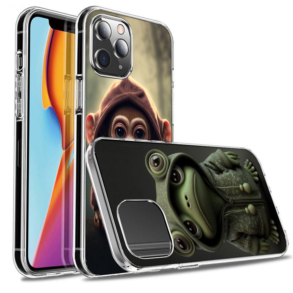 Monkey Frog Pig Cow Bird Cat Animal Phone Case For Iphone 16E 15 Pro 14 Plus 17E 16 17 Pro Max Air 11 12 13 Mini Shockproof C