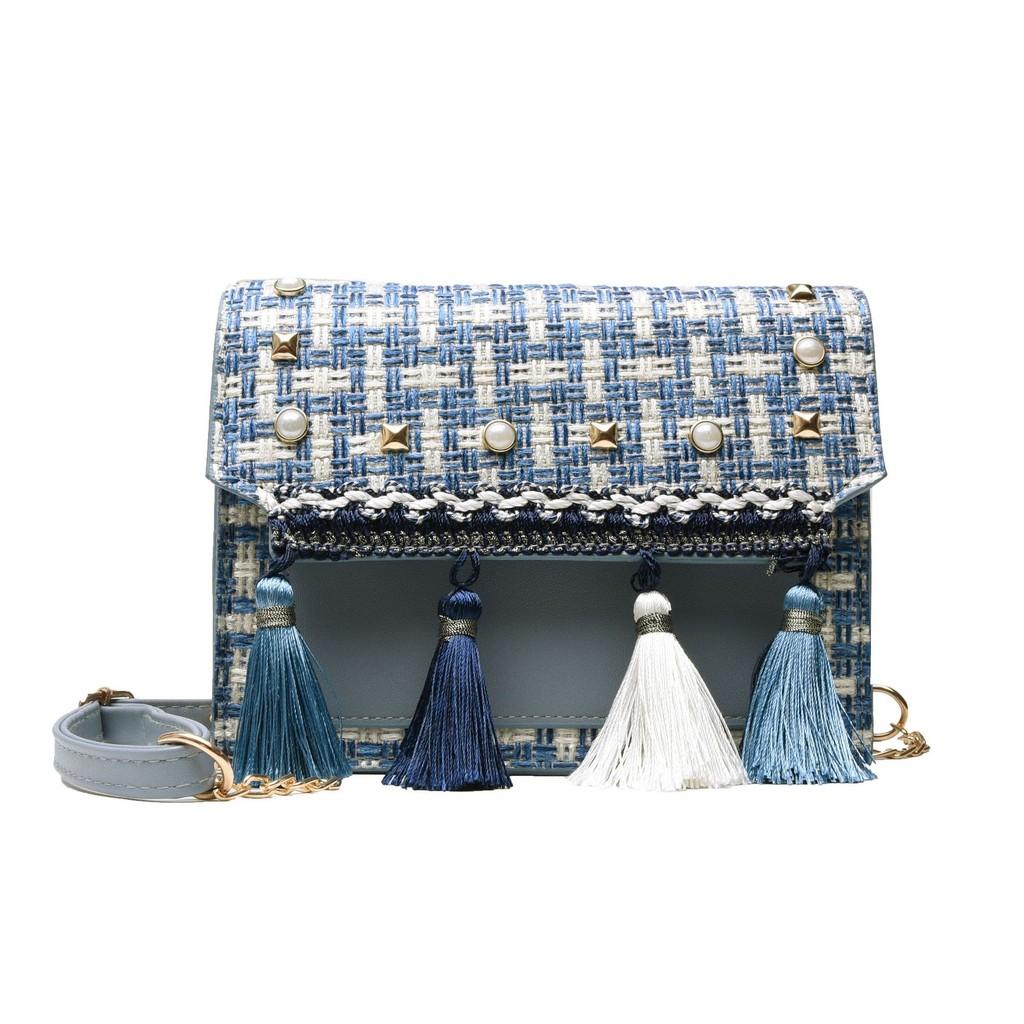 Style Woven Mini Shoulder Bag With Chain Strap For Casual Travel