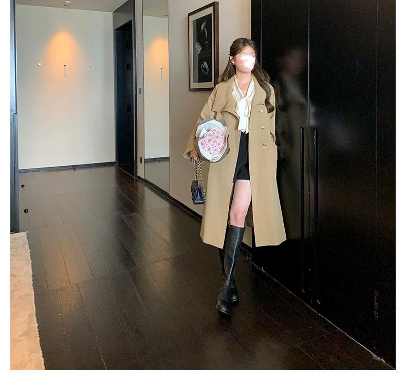 Rich Girl High-End Tie Waist Mid-Length Trench Coat for Women