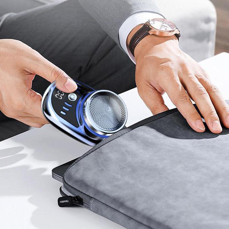 Mini Electric Shaver For Men Vehicle Mounted Shaver With Digital Display Washable Cordless Travel Pocket Face Beard Trimmer