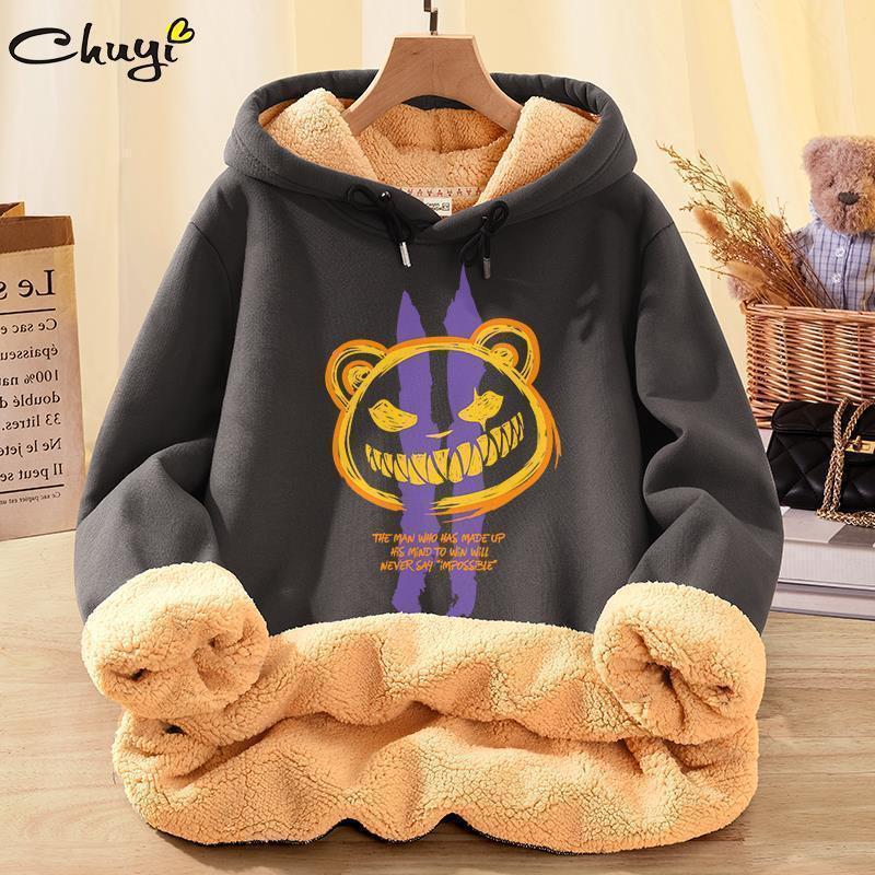 

Мужской свитер в гонконгском стиле, толстый зимний худи с капюшоном, парный, трендовый бренд, куртка из овечьей шерсти, свободного кроя, большого размера XXL