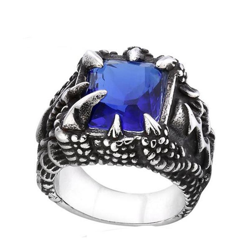 Majestic Vintage Ruby Dragon Claw Ring Stainless Steel Dragon Gemstone Ring