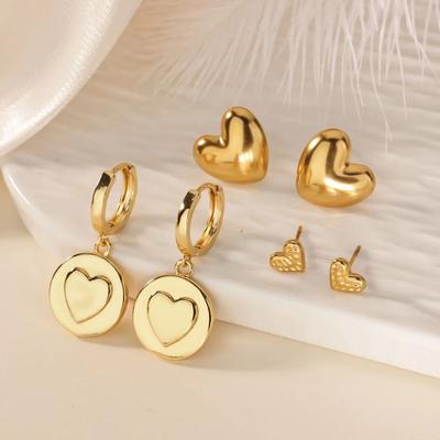 Stainless Steel Heart Stud Earring for Women 18K Gold-plated Earring Summer Vacation Wedding Jewelry Festival Accessories Gifts