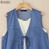ZANZEA Women Casual Summer Sleeveless Two Piece Vest Tops
