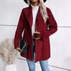 Women's Lapel Long Sleeve Wool Coat Slim Fit Plaid Pattern Commuter Single Button Mid Length Blazer Coat