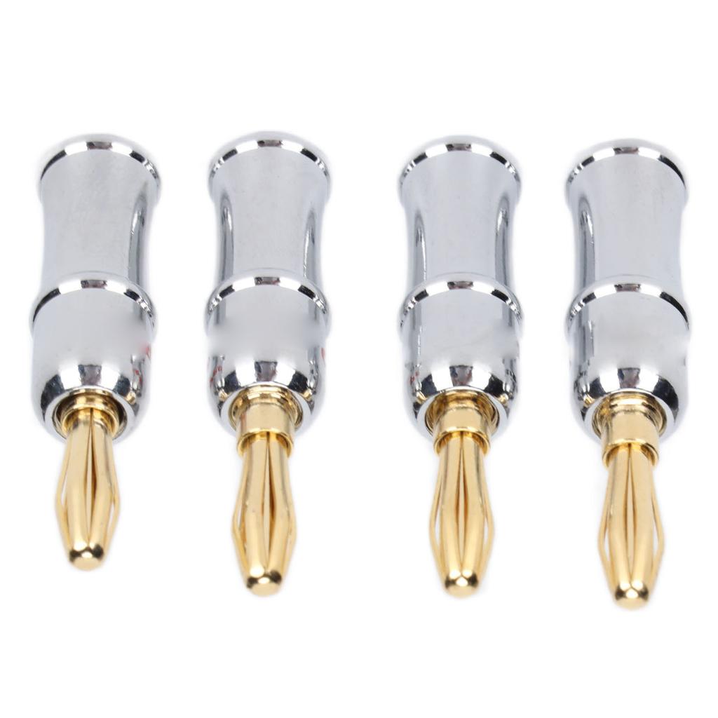 Preffair 4PCS Banana Plug Connector 24K Gold Plated Brass Banana Plug Six Leaf Banana Plug for Speakers BA1462