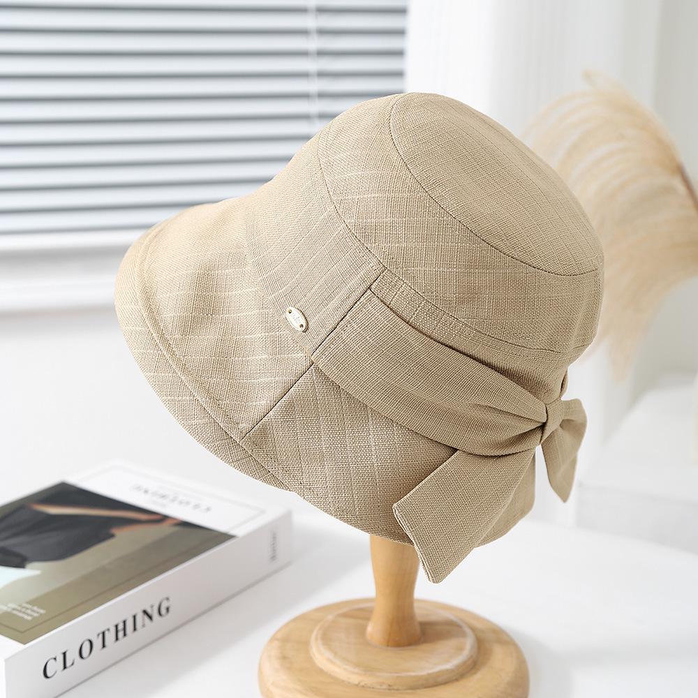 Spring Summer Sun Hats For WomenWomen's Bucket Hat With Bow Solid Color Foldable Cloth Korean Style Lady Travel Casual Fashion