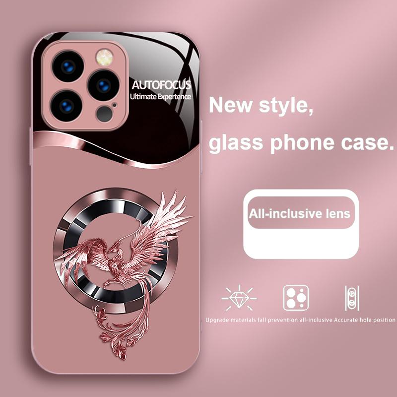 

Circle Phoenix Gold IPhone 16 Plus 15 14 13 12 Mini 11 Pro Max X XS XR 7 8 Plus 2022 Tempered Glass Phone Case For iPhone 13 Mini