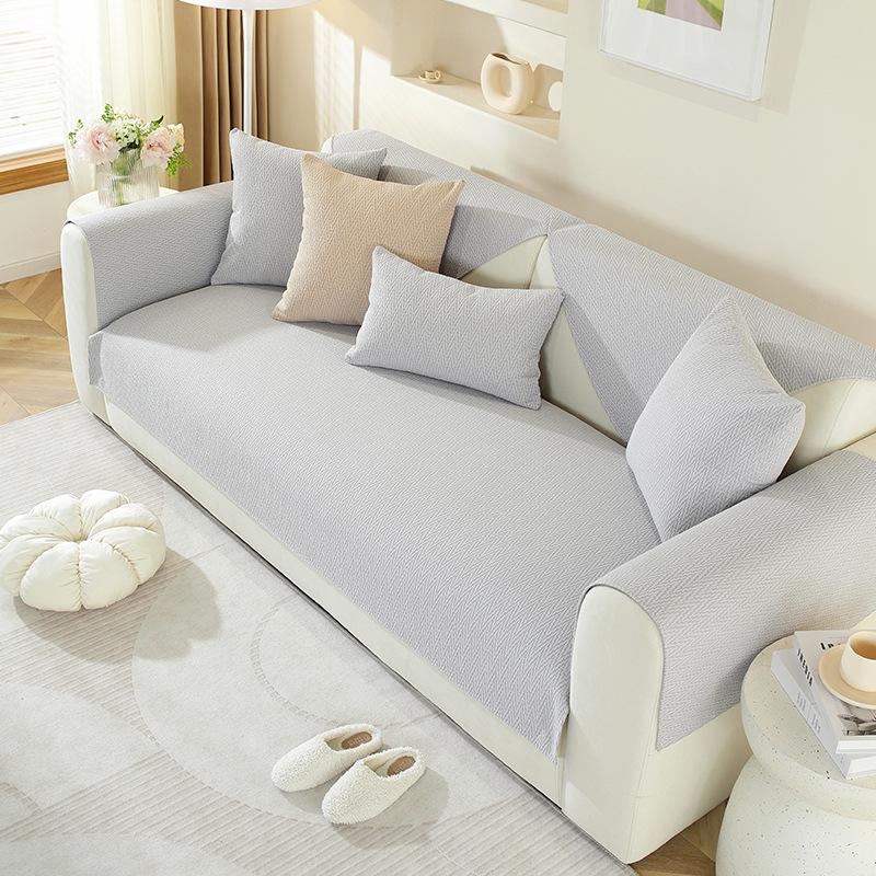 Living Room Sofa Mat Solid Color All Season Universal Anti Slip Sofa Cover Fashionable Chenille Sofa Cushion Cover