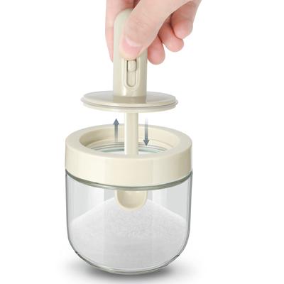 Conjunto de Tempero Moniko com Potes Brancos para Especiarias com Armazenamento Fácil e Hermético, 2, Colheres, Vidro Resistente ao Calor, Resistente à Umidade, Limpo,