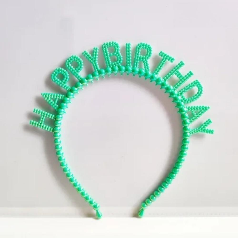 New Pearl Hair Band Happy Birthday English Letter Headband Children's Birthday Party Jewelry Gift Hair Accessories for Girls