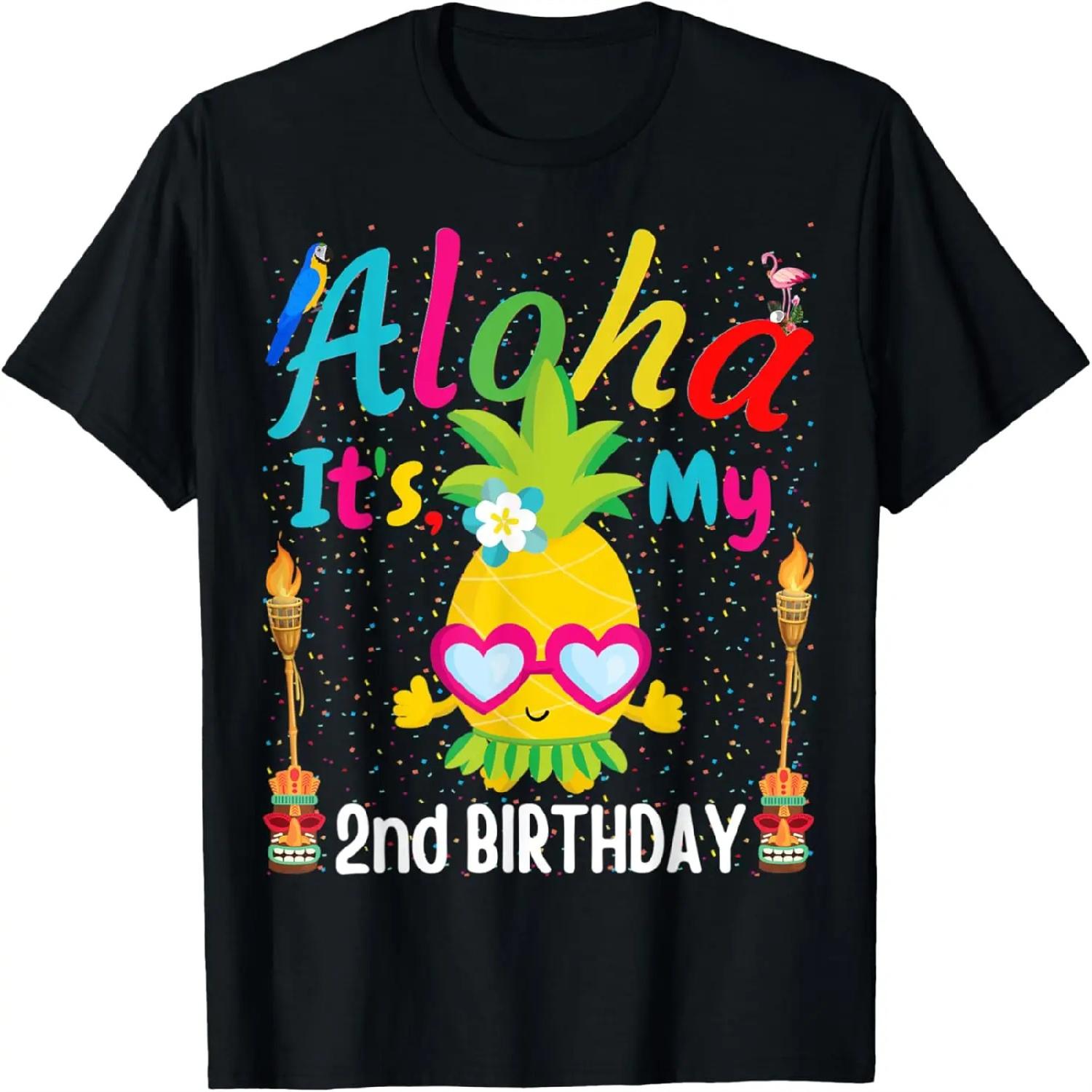 

Second 2nd Birthday Hawaii Girls 2 Two Years Old Pineapple T-Shirt XXXXXL різнокольоровий