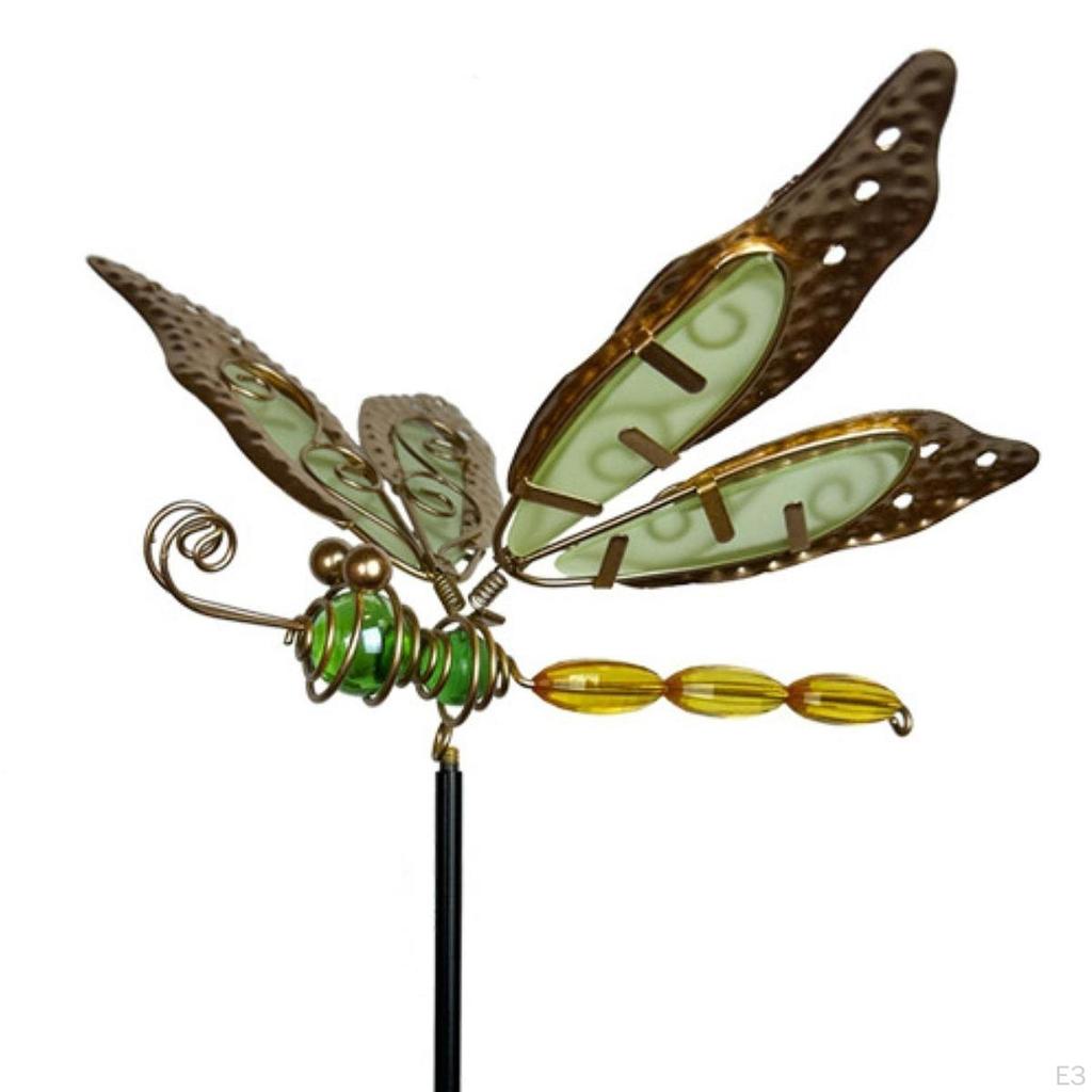 Dragonfly Garden Stake Fairy Accessories Holiday with Luminous Wing Outdoor Decoration Metal