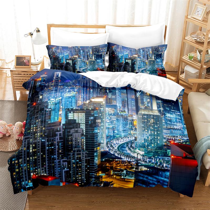 City Night Scene Bedding Set Duvet Cover Set 3d Bedding Digital Printing Bed Linen King Queen Size Bedding Set Fashion Design