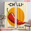 2pcs 2D Flat Printing Scene Curtain Hot Chilli Pepper Polyester Without Electricity All Season Party & Holiday Decor Perfect for