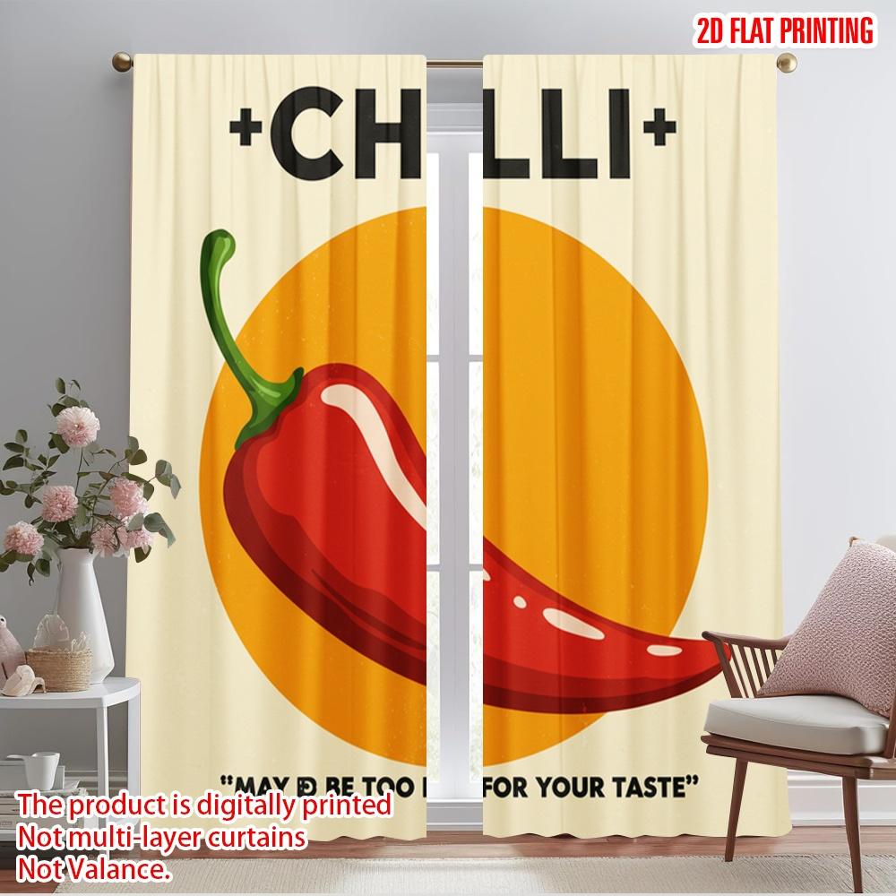 

2pcs 2D flat printing Scene Curtain Hot Chilli Pepper Polyester Without Electricity All Season Party & Holiday Decor Perfect for 52.50×116.00 CM 2pcs