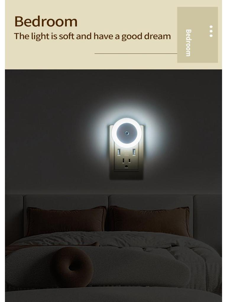 4-Pack EU Plug Light-Controlled Night Lights for Bedroom, Living Room, and Bathroom