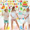 Whaline 6 Sheets Happy Birthday Window Clings Colorful Birthday Cake Balloon Banner Double-Sided Window Stickers for Boys Girls Anniversary Party