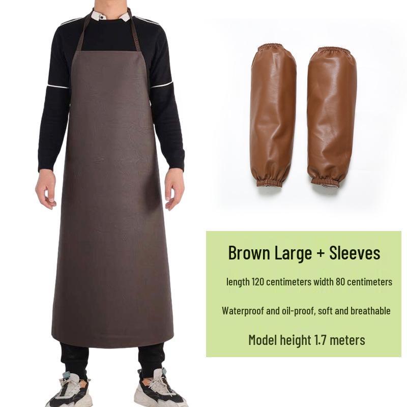 Men's Waterproof & Oil-Proof Leather Apron - Durable, Wear-Resistant, Long-Style for Cooking & Household Tasks