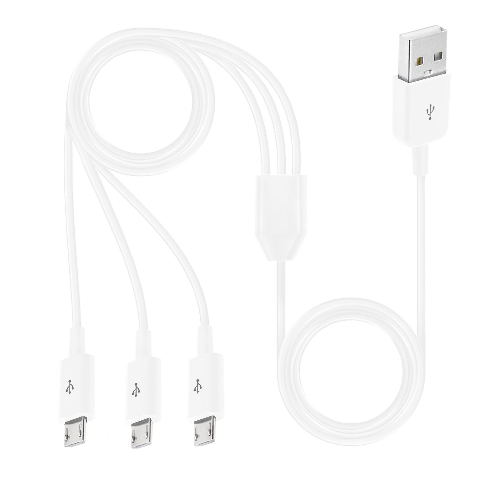 Кабель-разветвитель Micro USB, адаптер для синхронизации данных, кабель-разветвитель Micro USB, кабель для быстрой зарядки, шнур для передачи данных длиной 100 см белый