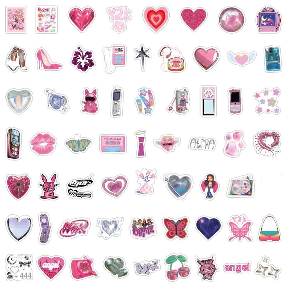10 30 60120Pcs Retro Pink Y2K Stickers For Suitcase Skateboard Laptop Luggage Phone Car Styling Diy Decal Pegatinas