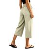 Women Drawstring Waist Loose Fit Cotton Linen Cropped Pants with Back Pocket Relaxed Fit Casual Seven Eighths Trousers for Daily Wear