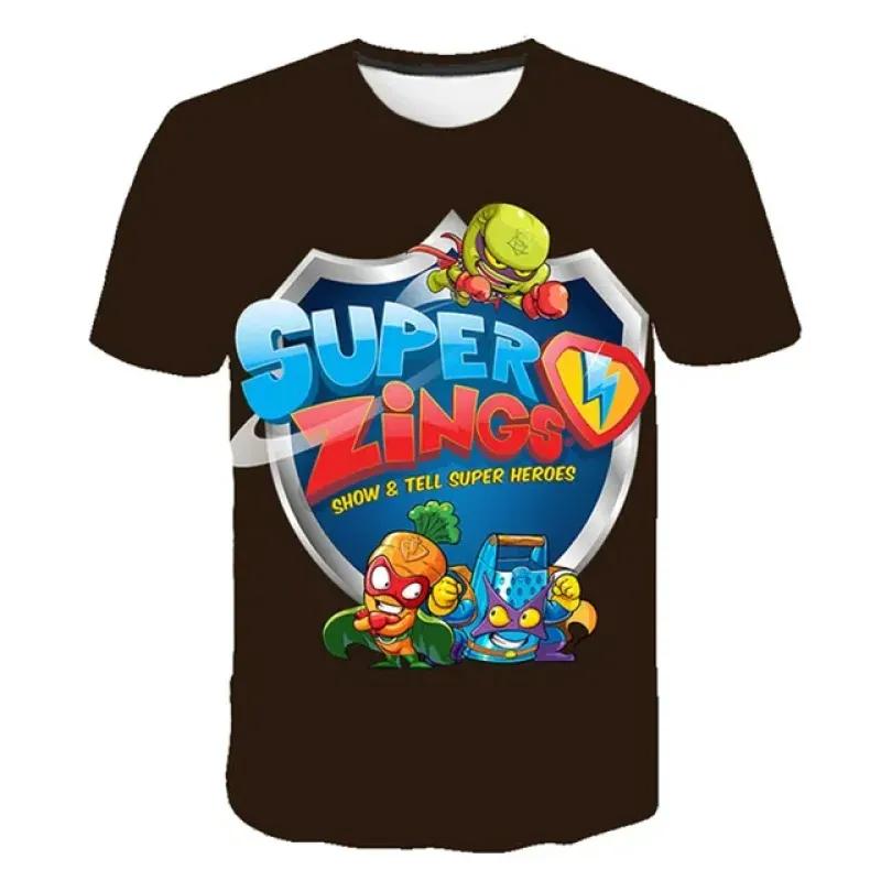 Super Zings T-shirt Summer Children's Boys and Girls Printed Cartoon T-shirt Old Children's Fashion Casual Top Clothing