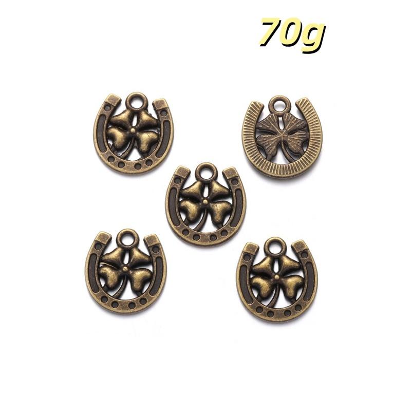 50Pcs 15*16Mm Antique Pendant Charms Horseshoe Lucky Clover Pendant Vintage Ornaments Diy Handmade Jewelry Accessories