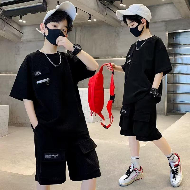 Boys Summer Sports Suit Short-sleeved T-shirt Shorts Two-piece