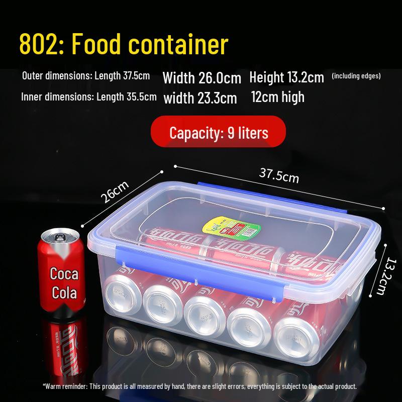 Clear Plastic Rectangular Food Storage Box with Sealed Lid for Refrigerator