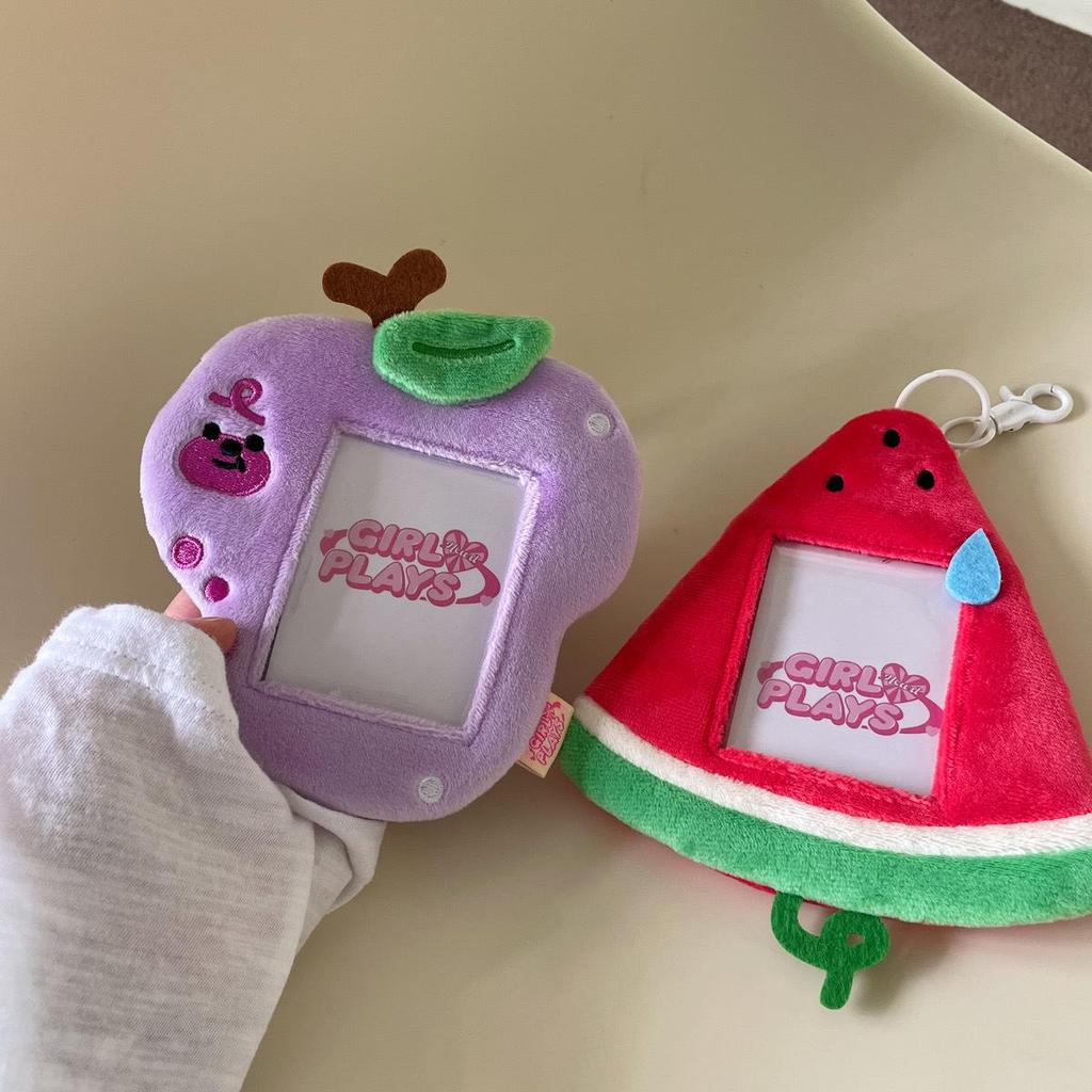 Porta-Cartões Coração de Frutas de Pelúcia e Pingente para Exibição de Fotos