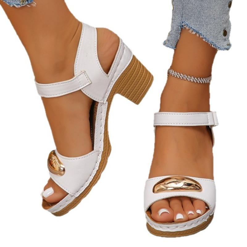 Summer New Thick Heel Sandals Women Wear Thick Heel Large Size High Heel Sandals Women Casual Large Size
