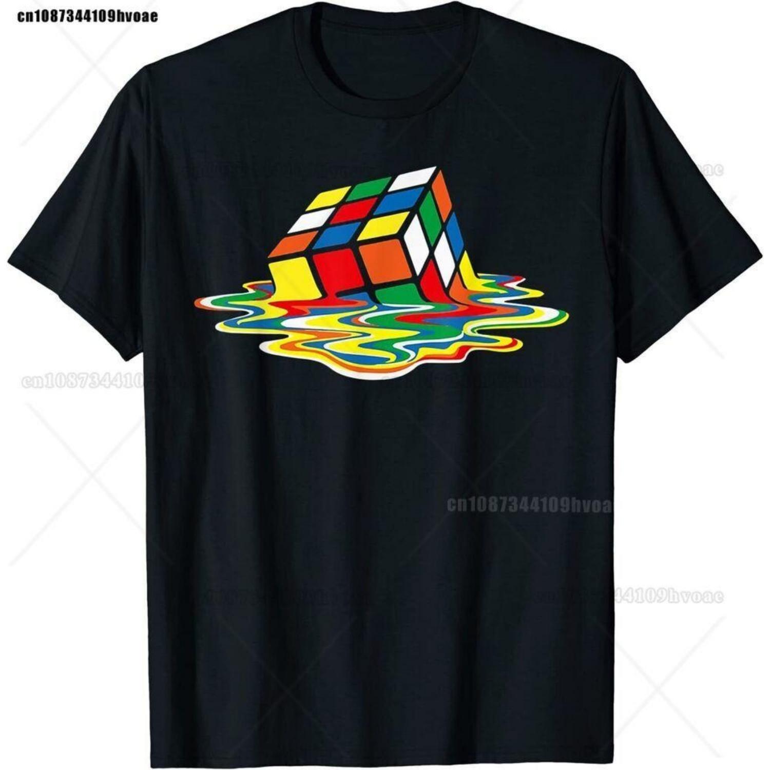 

Melting Cube Funny Retro Gaming Rubik Rubix Rubics Cube TShirt For Men Clothing Women Short Sleeve Tees Tops New Arrival XXXXXL чорний