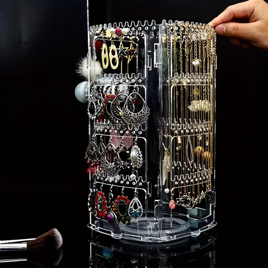 1pc Large Capacity Rotating Earring Stand, Jewelry Storage Box for Hanging Necklaces, Ear Clips, Commercial and Household Use