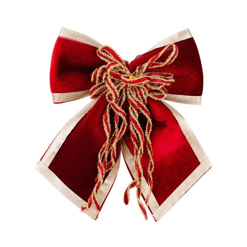 Soft Velvety Fabric Bowknot Ornament Christmas Tree Bowknot Decoration For Mantels Wedding Festival Celebration бордовый